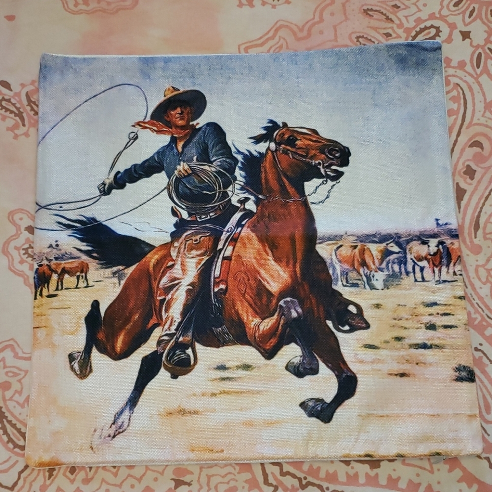 Horse Pillow Case. Western Cowboy Country. Ranch - Picture 2 of 13